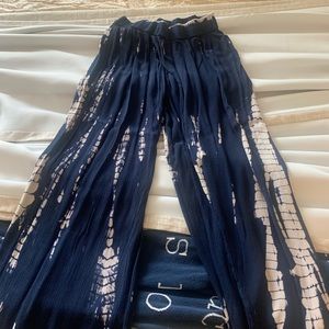 Navy blue and tan lounge pants